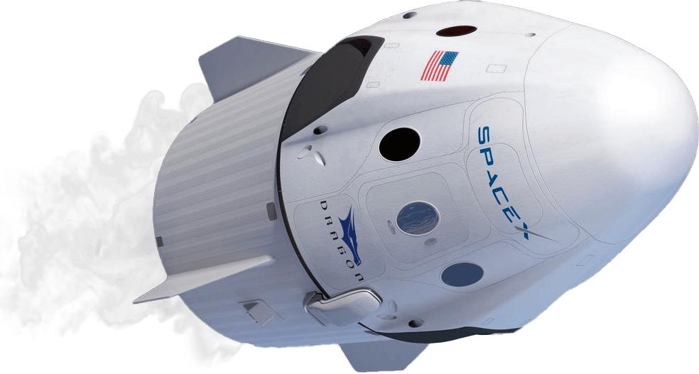 Nave espacial decorativa na seção de serviços